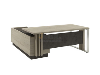 Кабинет руководителя Стол руководителя с опорной тумбой и металлической опорой и блоком розеток правый Z-418